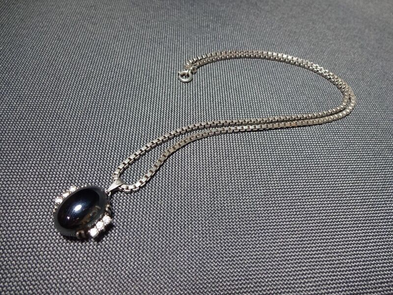 Silberkette Anhänger Stein Hämatit Zirkonia Venezianerkette Halskette 925 Silber