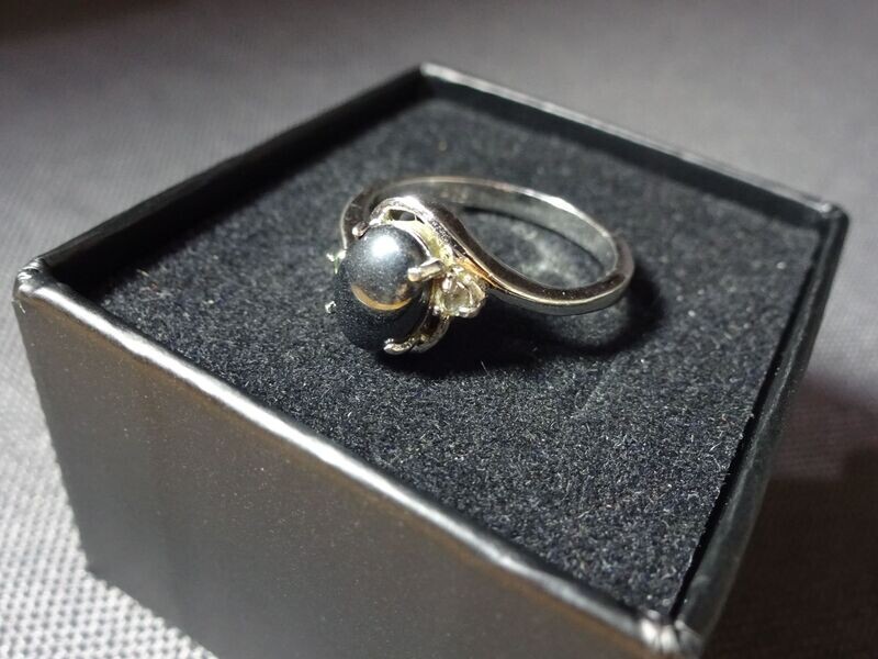 Silberring Stein Hämatit Zirkonia Ring 925 Silber