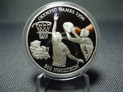 Silbermünze Bhutan 1994 300 Ngultrum Basketball Olympia Atlanta 1996 PP Proof