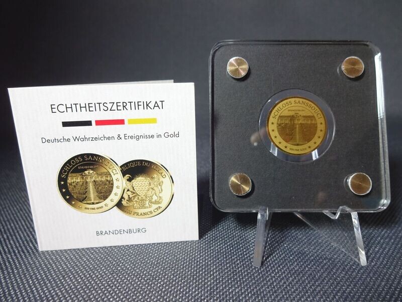 Goldmünze Tschad 3000 Francs Schloss Sanssouci Brandenburg 1/500 Oz Unze