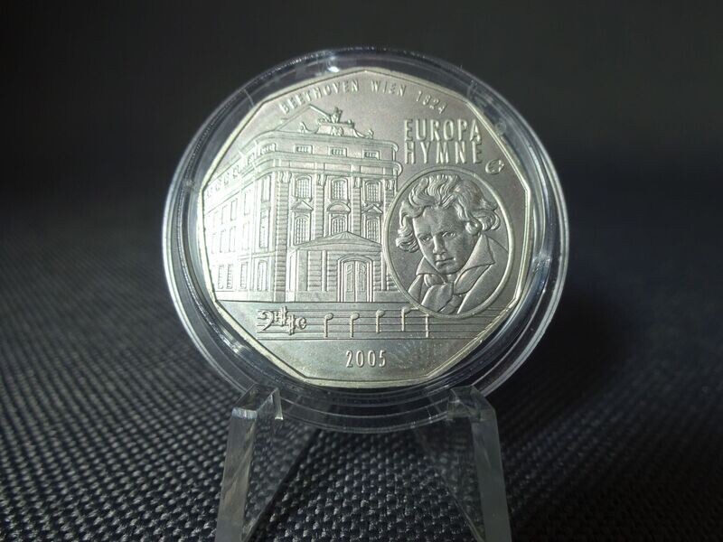 Silbermünze Österreich 2005 5 Euro Ludwig Van Beethoven Wien 1824 Europa Hymne