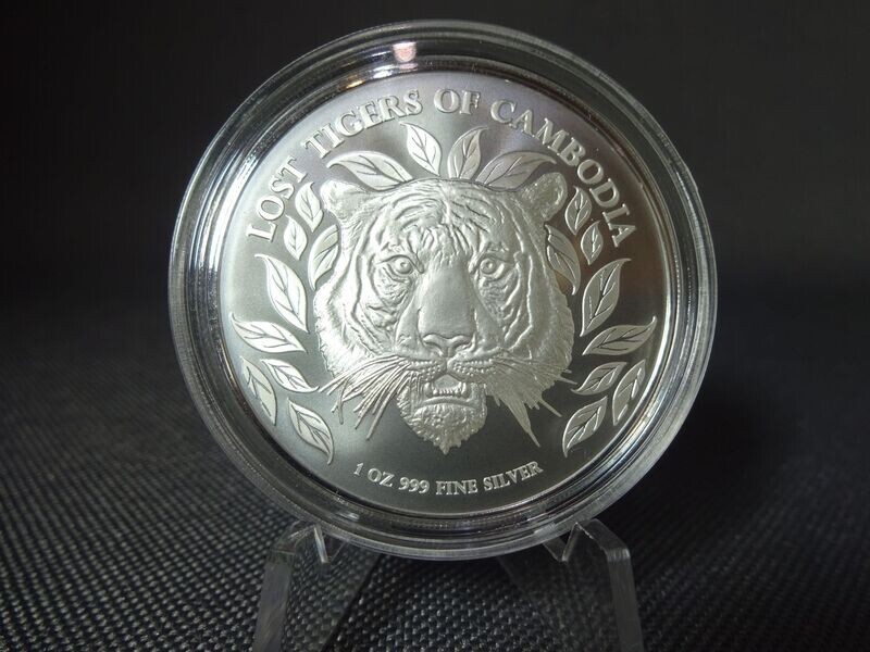 Silbermünze Kambodscha 2022 3000 Riels Lost Tigers of Cambodia 1 Oz Unze