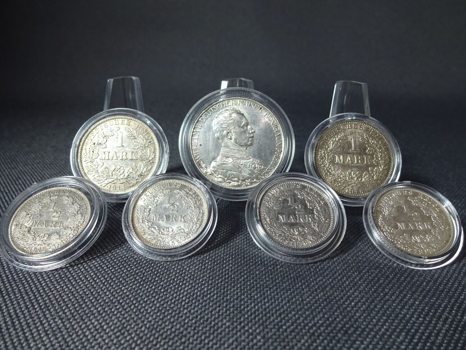 Silbermünzen-Set Deutsches Kaiserreich 1912 - 1917 A 1/2 1 2 Mark 25 Jahre Wilhelm II König Preussen Silbermünzen-Set Deutsches Kaiserreich 1912 - 1917 A 1/2 1 2 Mark 25 Jahre Wilhelm II König Preussen