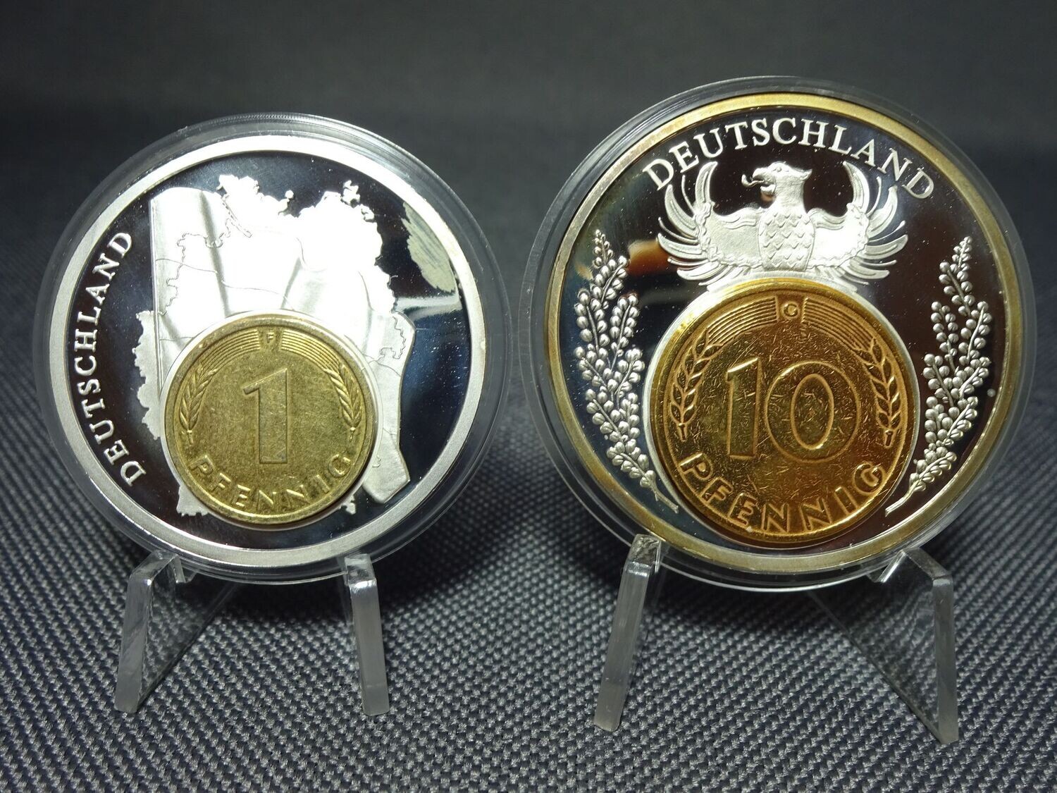 Münzen Medaillen Set Deutschland 1950 1985 F G 1 10 Pfennig Währung Europa Inlay Vergoldet Münzen Medaillen Set Deutschland 1950 1985 F G 1 10 Pfennig Währung Europa Inlay Vergoldet