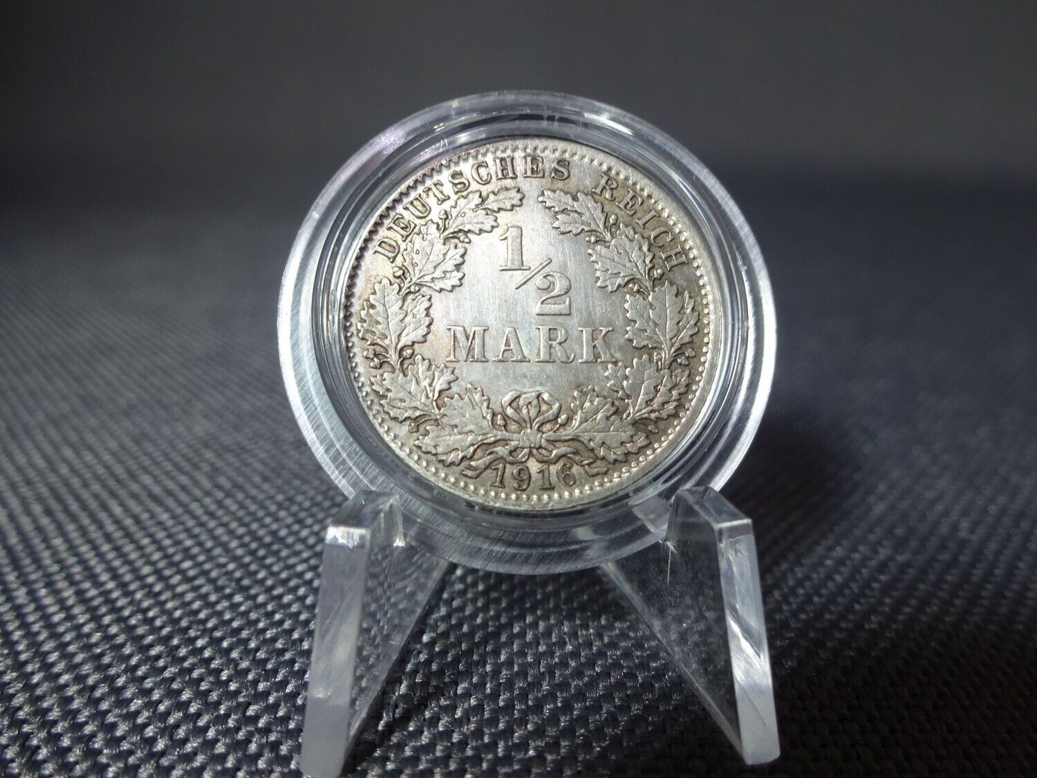 Silbermünze Deutsches Kaiserreich 1916 D 1/2 Mark München Patina