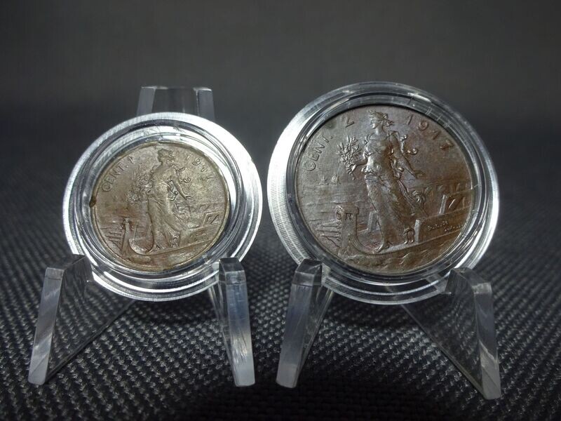 Münzen Set Italien 1917 1 Centesimo 2 Centesimi Vittorio III.