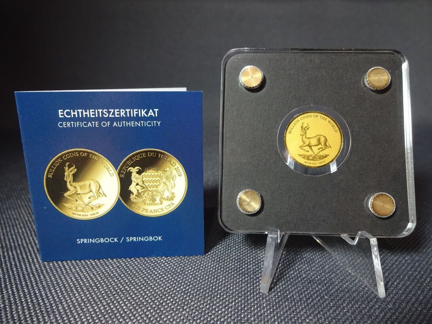 Goldmünze Tschad 2019 3000 Francs Springbok Bullion Coins of the World 1/500 Oz Unze