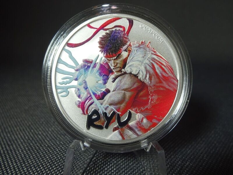 Silbermünze Tuvalu 2022 1 Dollar Ryu Street Fighter Farbe 1 Oz Unze