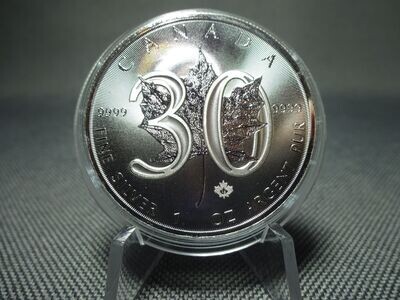 Silbermünze Kanada 2018 5 Dollars 30 Jahre Maple Leaf 1 Oz Unze Silbermünze Kanada 2018 5 Dollars 30 Jahre Maple Leaf 1 Oz Unze
