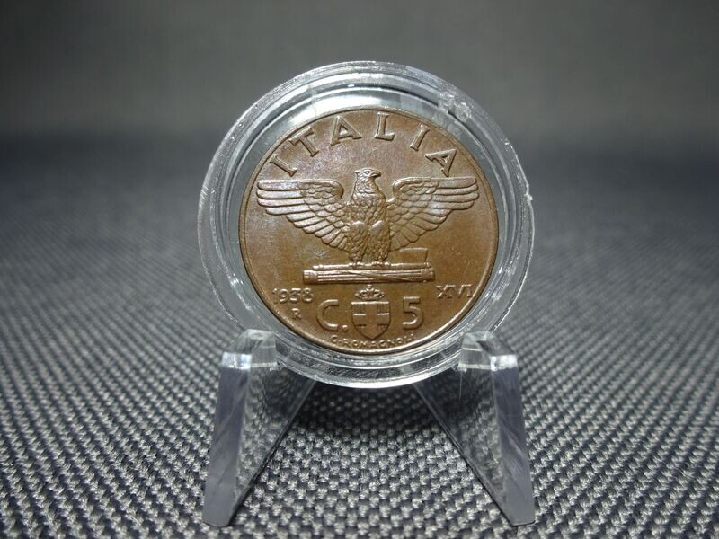 Münze Italien 1938 5 Centesimi Vittorio III. Faschistenprägung Erhaltung