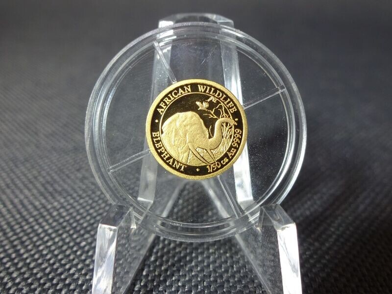 Goldmünze Somalia Elefant 2018 20 Shillings African Wildlife 1/50 Oz Unze