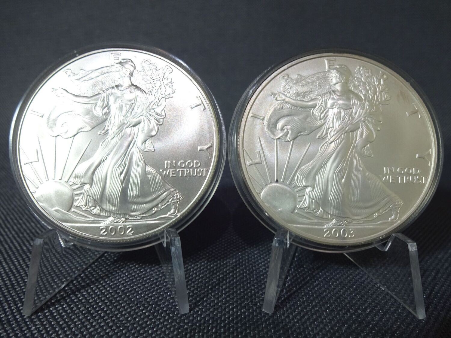 Silbermünzen Set USA 2002 & 2003 1 Dollar American Silver Eagle Walking Liberty 1 Oz Unze