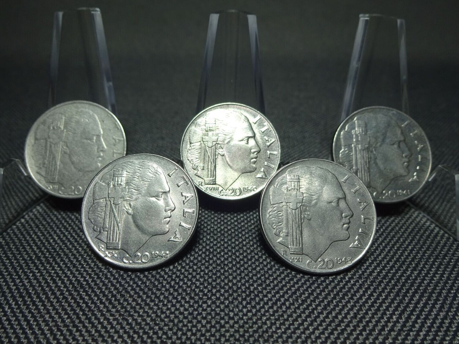 Münzen-Set Italien 1939 - 1943 20 Centesimi Vittorio III. 6x Faschistenprägung