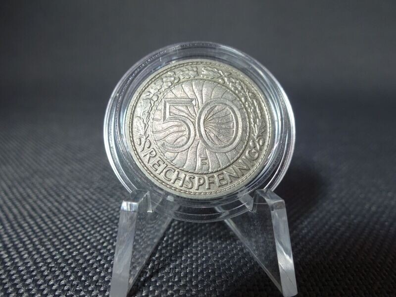 Münze Weimarer Republik 1927 F 50 Reichspfennig Stuttgart