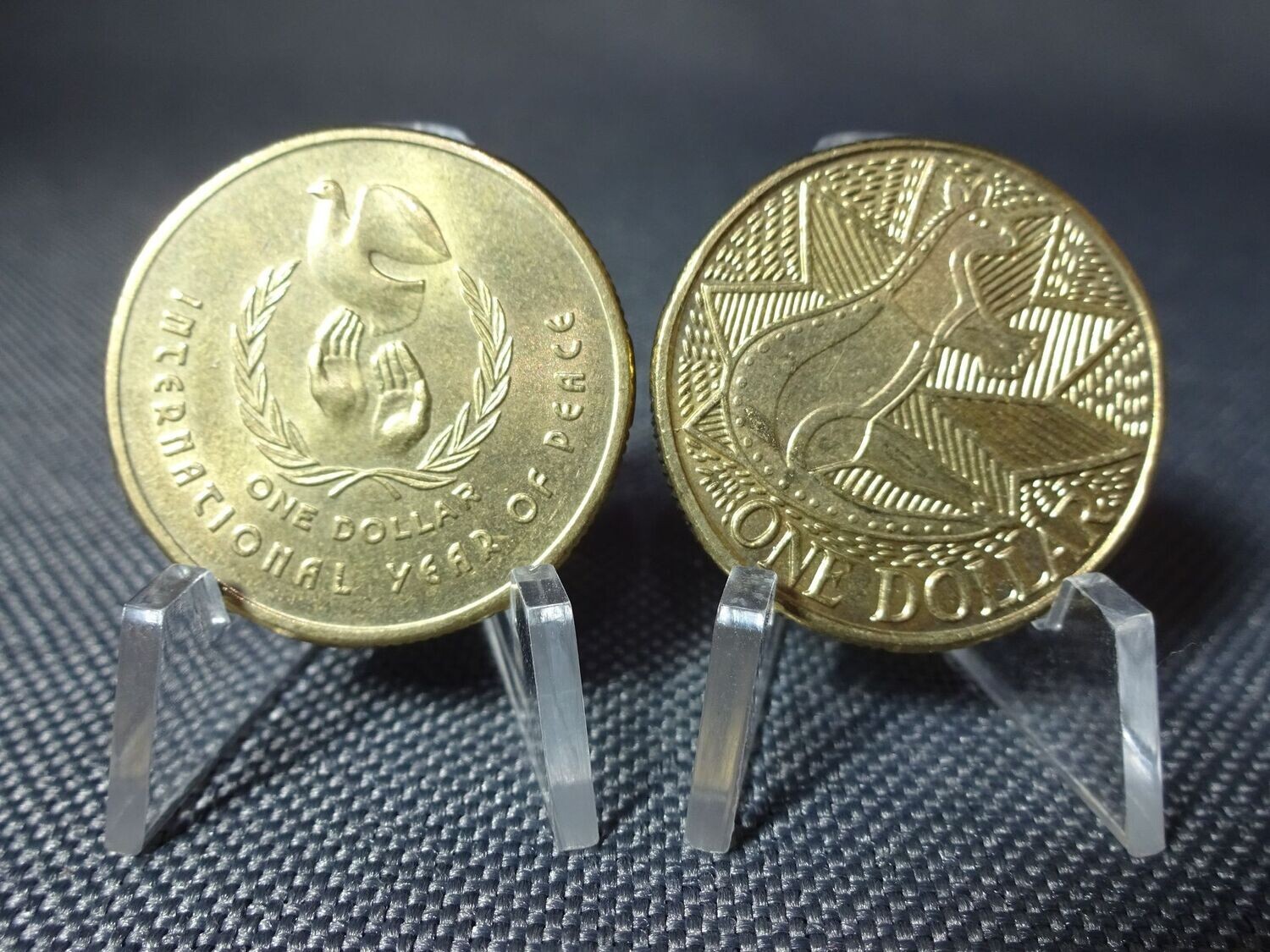 Münzen-Set Australien 1986 1988 1 Dollar Friedensjahr Jahrestag 2x Gedenkmünzen