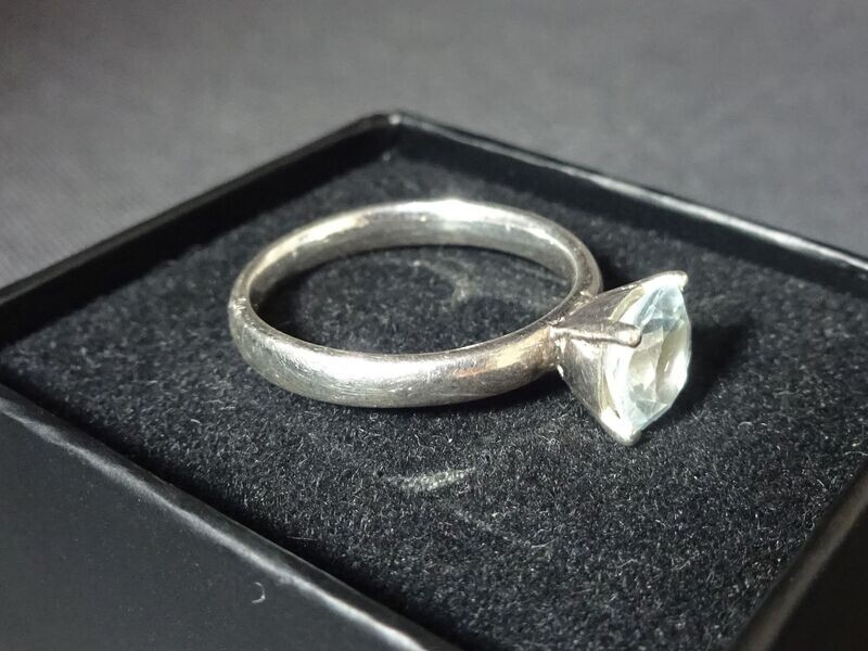 Silberring Stein Hell Blau Topas Verlobungsring Ring 925-Silber