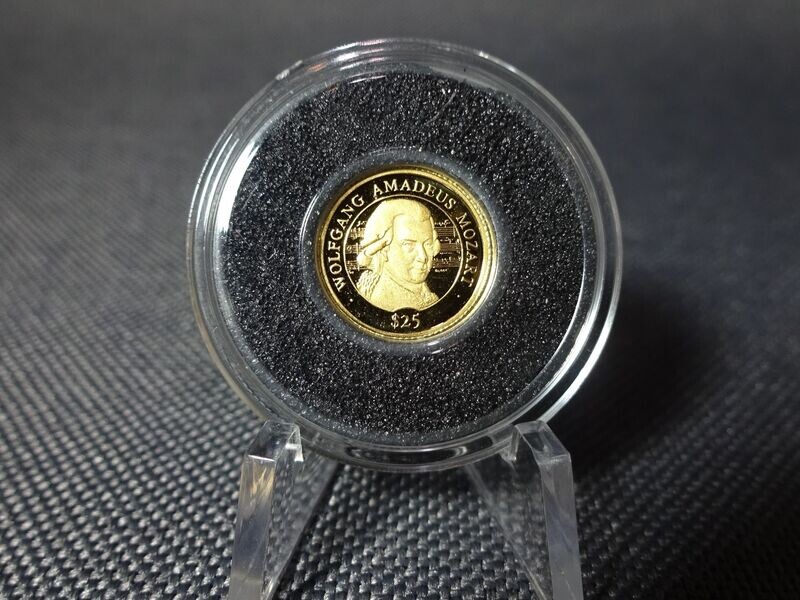 Goldmünze Liberia 2000 25 Dollars Wolfgang Amadeus Mozart 0,73 g