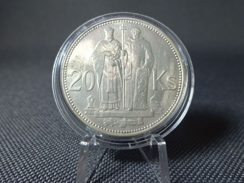 Silbermünze Slowakei 1941 20 Kronen Heiliger Kyrill & Methodius