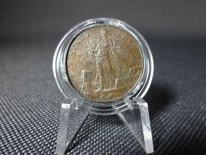 Münze Italien 1911 2 Centesimi Vittorio III.