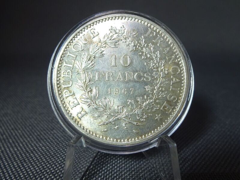 Silbermünze Frankreich 1967 10 Francs Herkulesgruppe (2.)