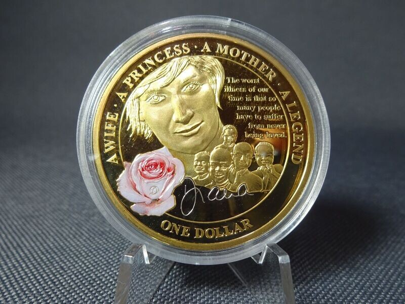 Münze Niue 2011 1 Dollar Prinzessin Diana Rose Farbe Vergoldet PP Proof