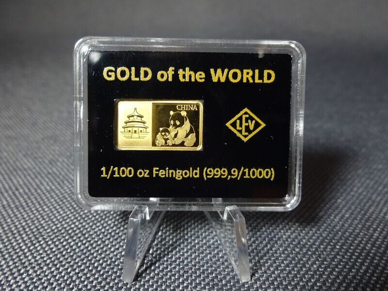 Goldbarren China Panda 2020 Gold of the World 1/100 Oz Unze