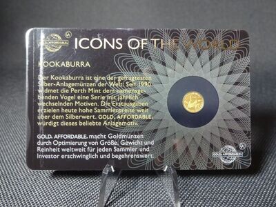 Goldmünze Ruanda 2015 10 Francs Kookaburra Icons of the World Goldcard 1/200 Oz Unze