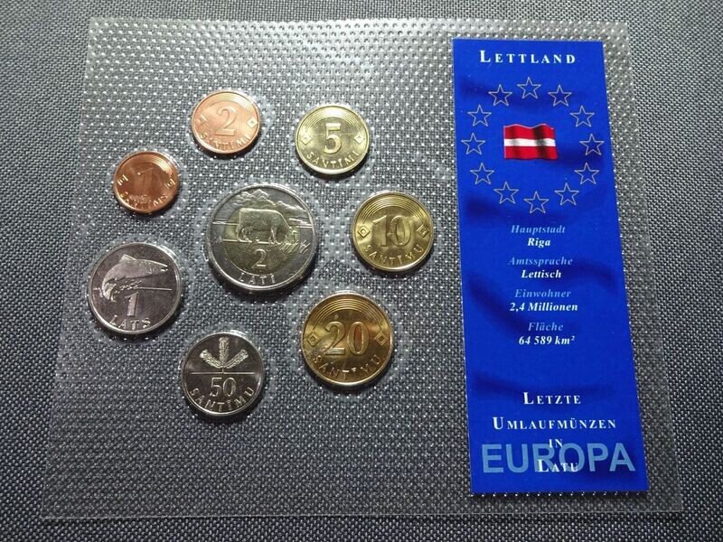 Kursmünzensatz KMS Set Lettland 1992 - 2003 1 Santims - 2 Lati Europa Blister