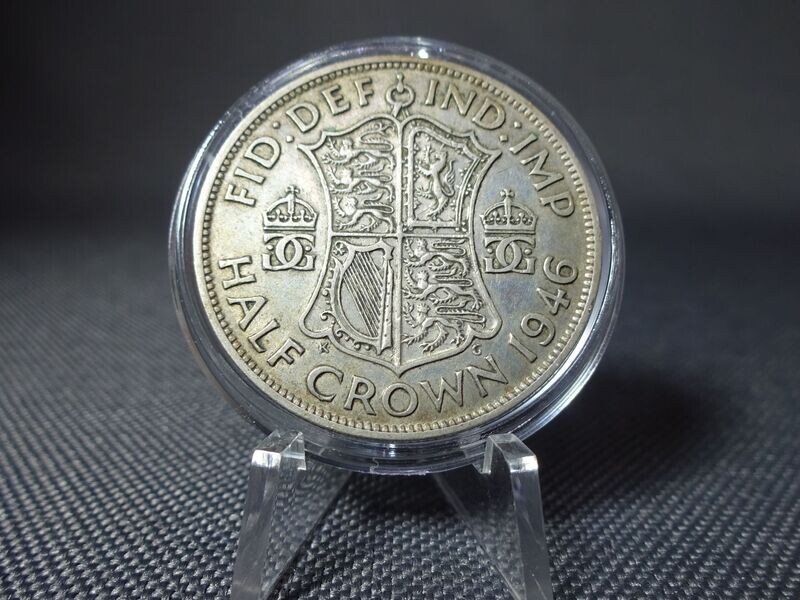 Silbermünze England 1946 Half 1/2 Crown Krone George VI. Patina Silbermünze England 1946 Half 1/2 Crown Krone George VI. Patina
