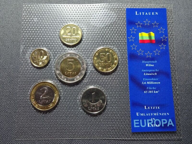 Münzen Set Litauen 1997 - 2001 10 Centu - 5 Litai Europa Blister
