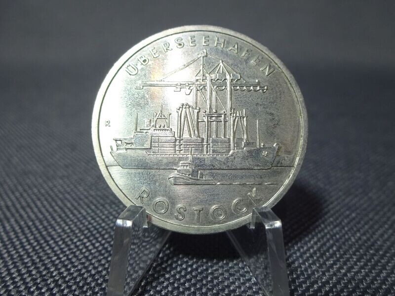 Münze DDR 1988 5 Mark Überseehafen Rostock Schiff Gedenkmünze Münze DDR 1988 5 Mark Überseehafen Rostock Schiff Gedenkmünze