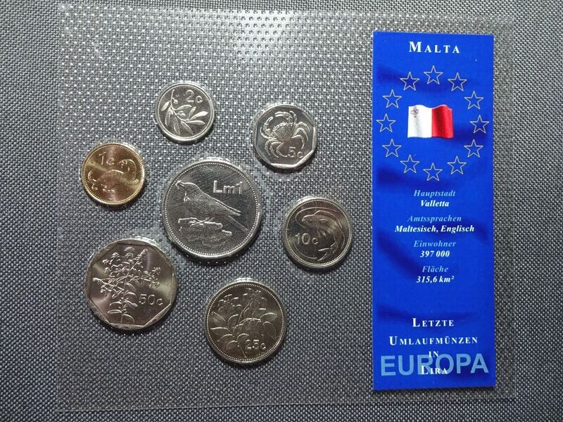 Kursmünzensatz KMS Set Malta 1998 - 2002 1 Cent - 1 Lira Vogel Fisch Europa Blister