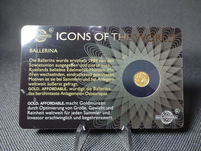 Goldmünze Ruanda 2015 10 Francs Ballerina Icons of the World Goldcard 1/200 Oz Unze