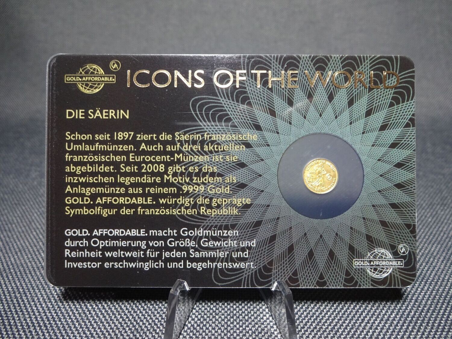 Goldmünze Ruanda 2015 10 Francs Die Säerin Icons of the World Goldcard 1/200 Oz Unze