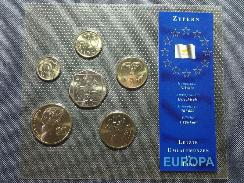 Kursmünzensatz KMS Set Zypern 2001 - 2003 1 - 50 Cent Europa Blister