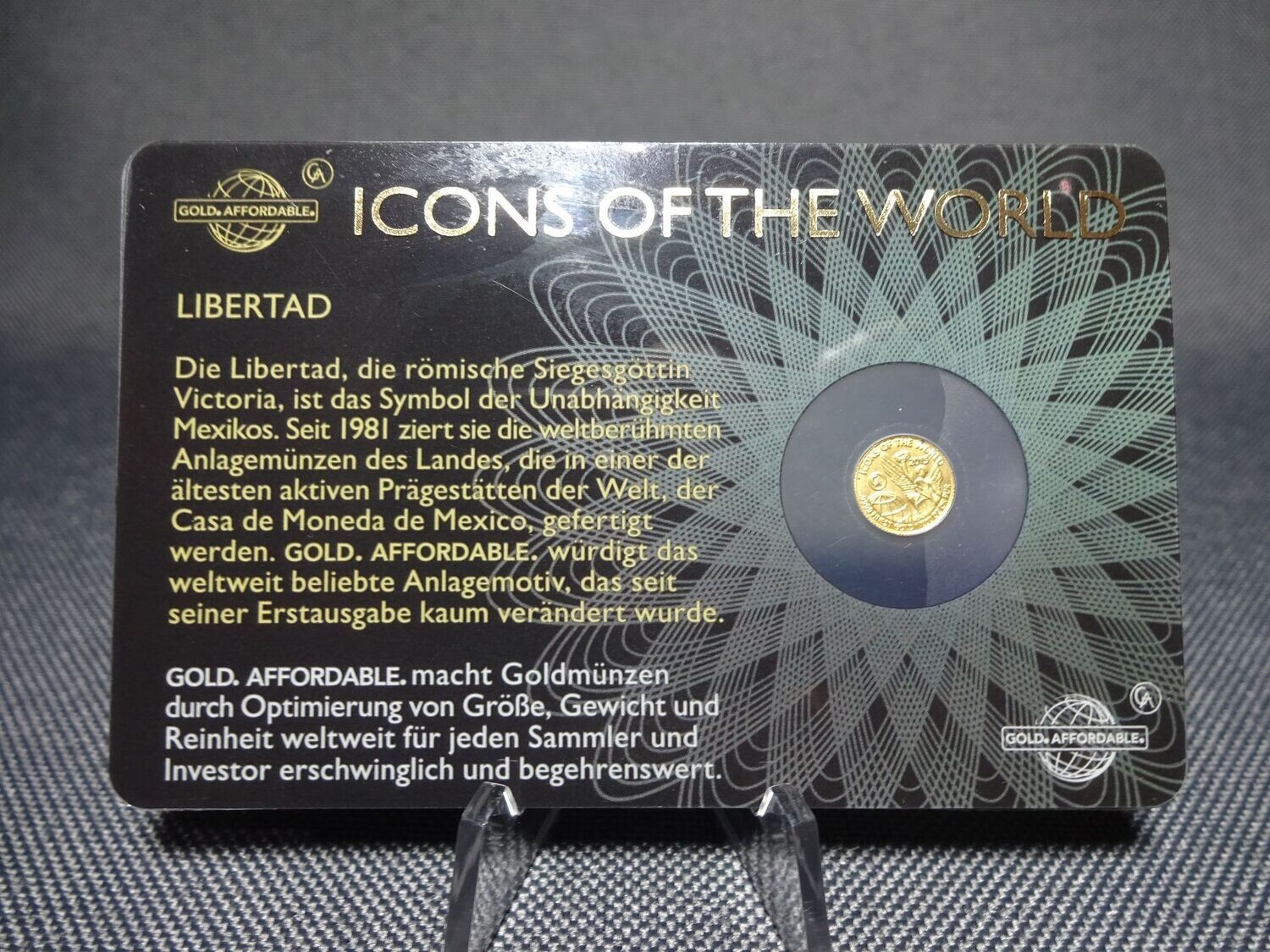 Goldmünze Ruanda 2015 10 Francs Libertad Icons of the World Goldcard 1/200 Oz Unze Goldmünze Ruanda 2015 10 Francs Libertad Icons of the World Goldcard 1/200 Oz Unze