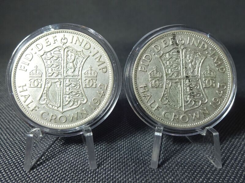 Silbermünzen Set England 1942 1943 Half 1/2 Crown Krone George VI. Silbermünzen Set England 1942 1943 Half 1/2 Crown Krone George VI.