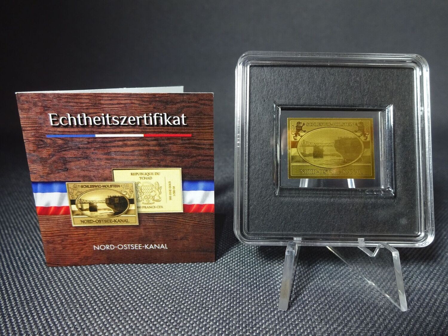 Goldmünze Tschad 3000 Francs Nord Ostsee Kanal Goldbarren Münzbarren 1/500 Oz Unze