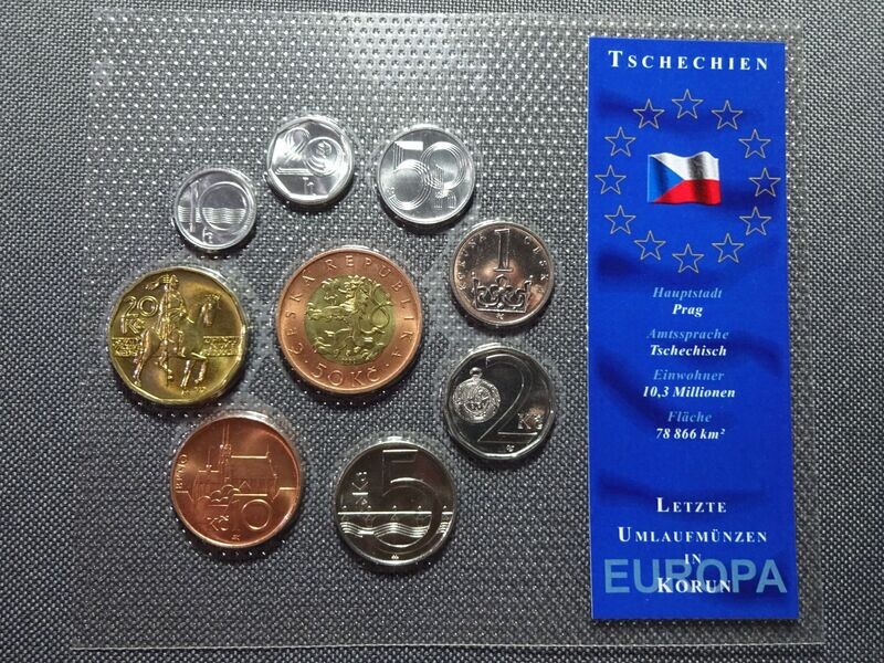 Kursmünzensatz KMS Set Tschechien 1997 - 2002 10 Heller - 50 Kronen Europa Blister