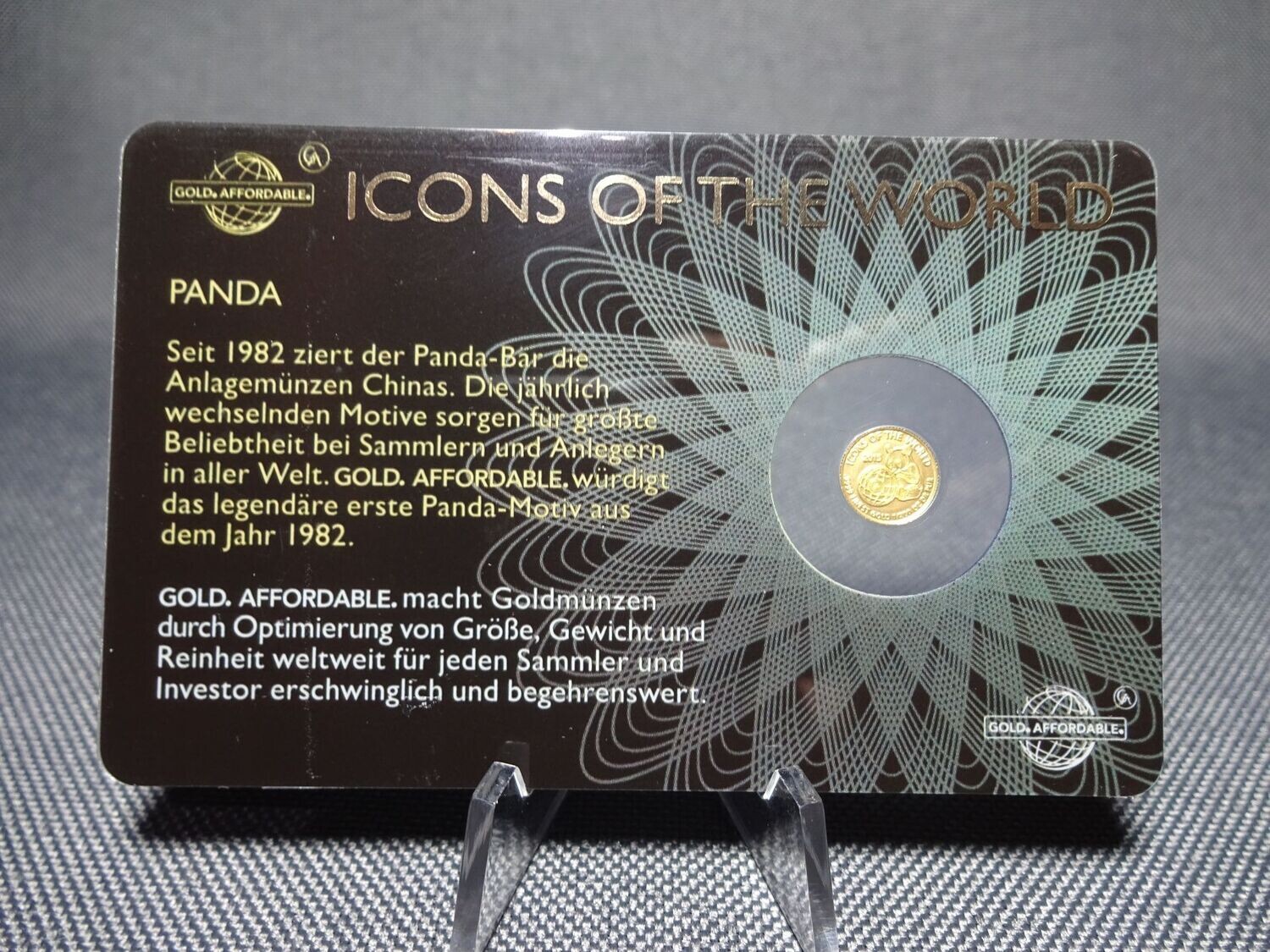 Goldmünze Ruanda 2015 10 Francs China Panda Icons of the World Goldcard 1/200 Oz Unze