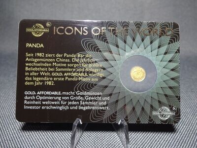 Goldmünze Ruanda 2015 10 Francs China Panda Icons of the World Goldcard 1/200 Oz Unze