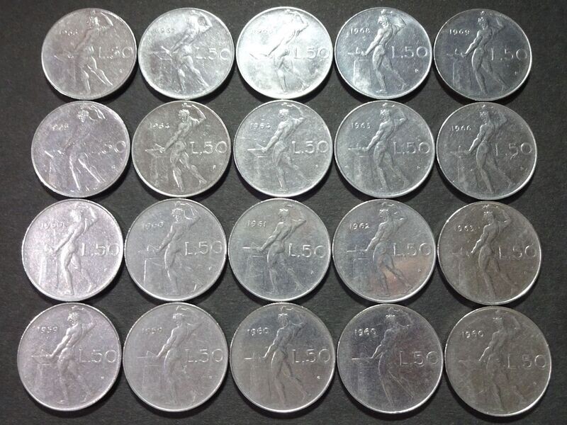 Münzen-Set Italien 1959 - 1969 50 Lire