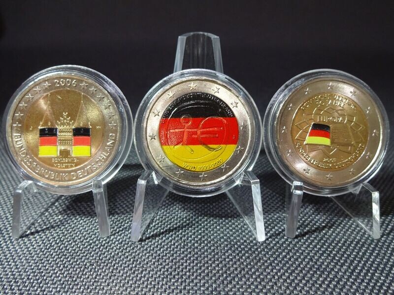 Münzen Set Deutschland 2006 2007 2009 2 Euro Römische Verträge WWU Holstein Tor Farbe Flagge