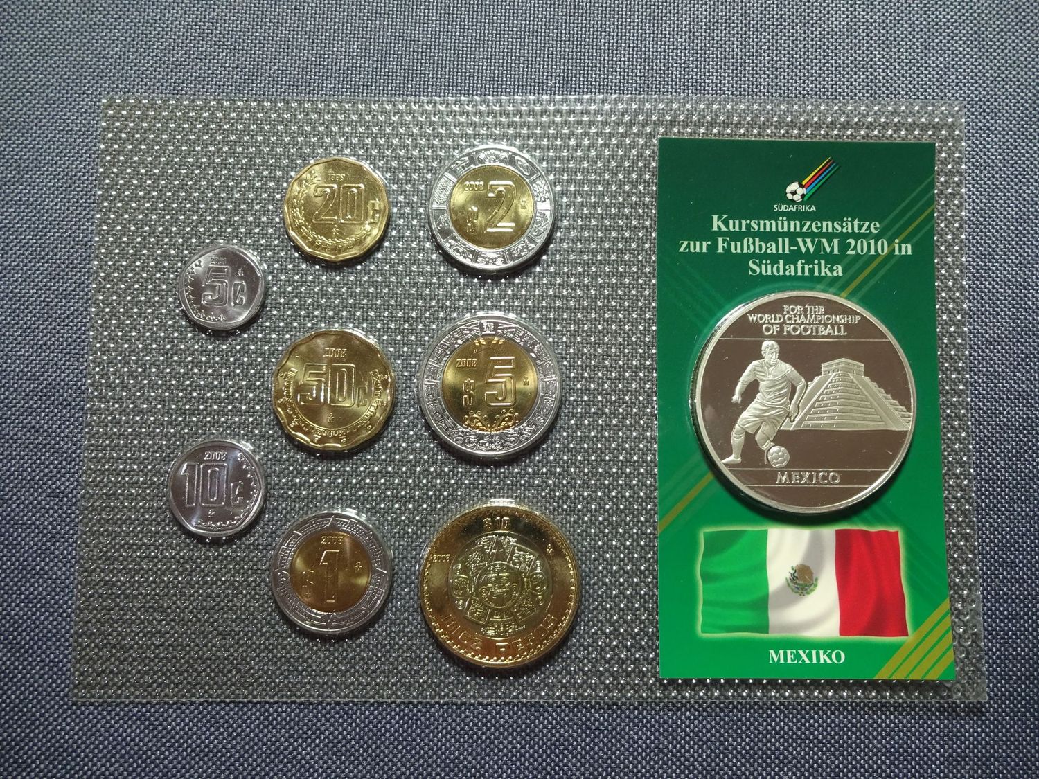 Kursmünzensatz KMS Set Mexiko 5 Centavos - 10 Pesos Fussball WM 2010 Südafrika Medaille Kursmünzensatz KMS Set Mexiko 5 Centavos - 10 Pesos Fussball WM 2010 Südafrika Medaille