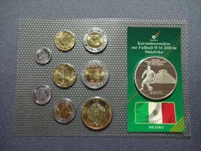 Kursmünzensatz KMS Set Mexiko 5 Centavos - 10 Pesos Fussball WM 2010 Südafrika Medaille
