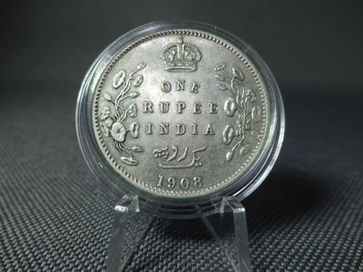 Silbermünze Britisch Indien 1908 One 1 Rupie König Eduard Edward VII.