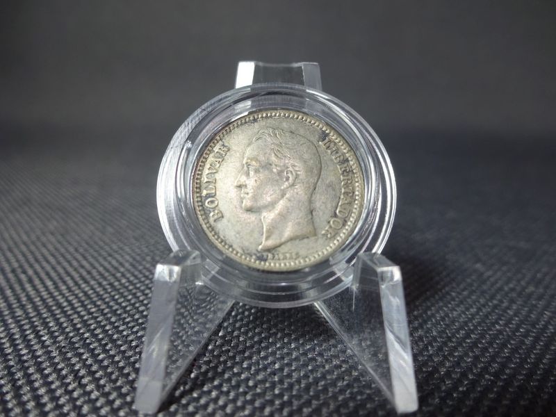 Silbermünze Venezuela 1954 25 Centimos Bolivar Libertador Pferd