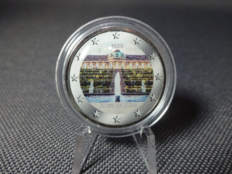 Münze Deutschland 2020 D 2 Euro Brandenburg Schloss Sanssouci Potsdam Emaille Farbe