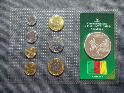 Kursmünzensatz KMS Set Kamerun 2006 1 - 100 CFR Francs Fussball WM 2010 Südafrika Medaille