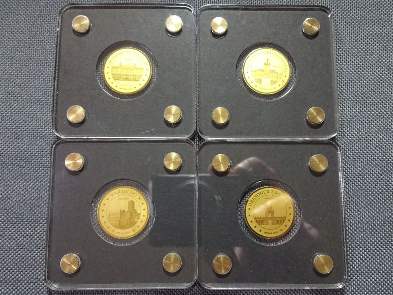 Goldmünzen Set Tschad Wartburg Dresdner Zwinger Bundesrat Schloss Charlottenburg 4x 1/500 Oz Unze